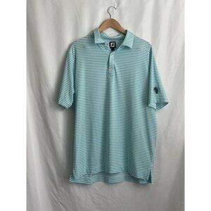 FootJoy FJ Golf Polo Shirt Men's XL Turquoise/ White Striped Golf Performance￼